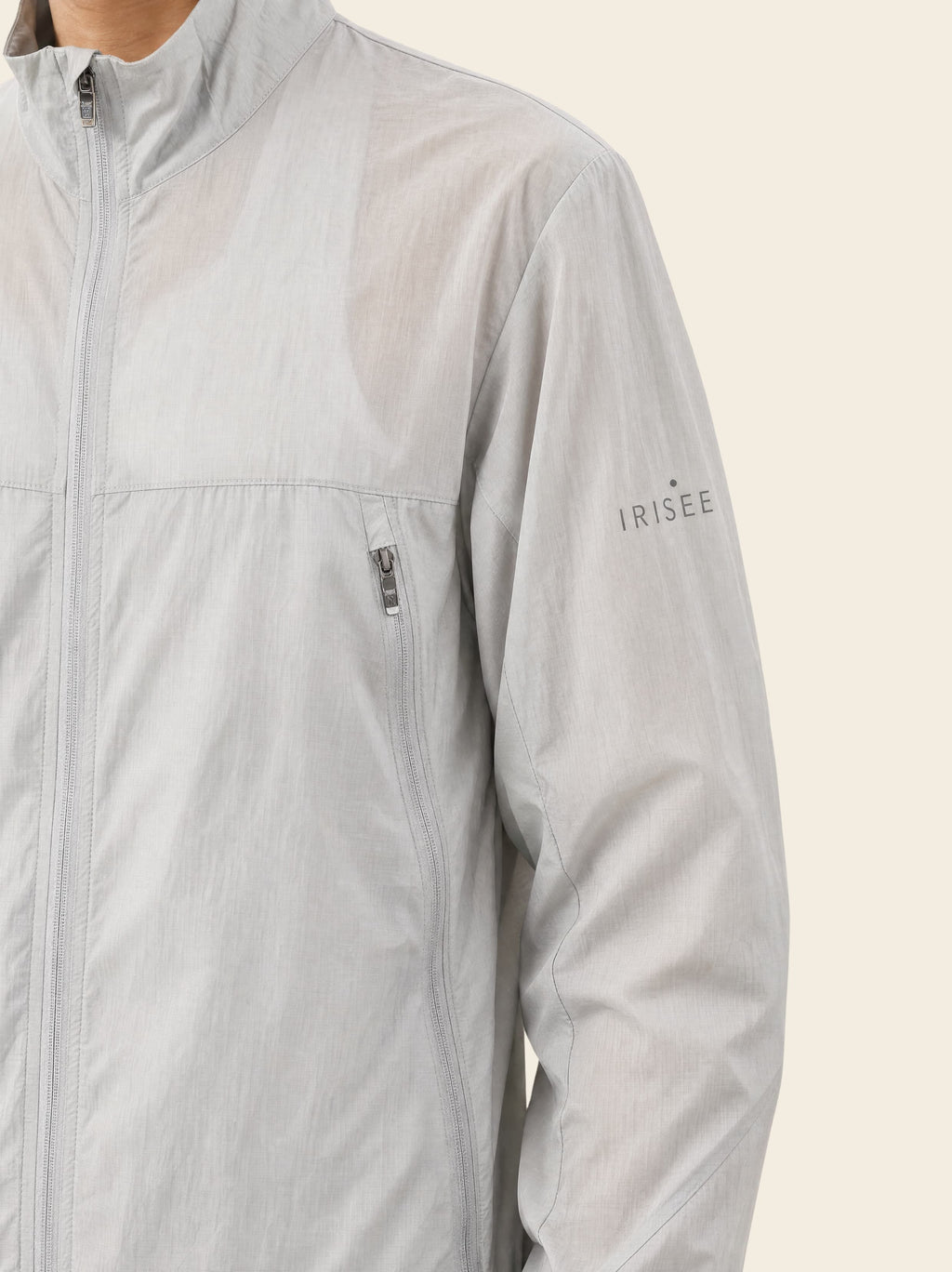 Zephyr Anti-UV Windbreaker — Pearl Grey — front detail