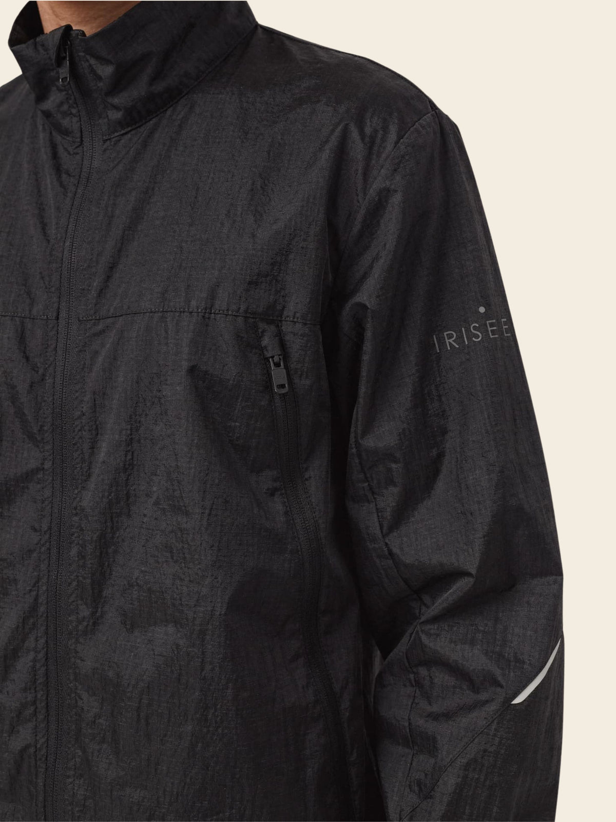 Zephyr Anti-UV Sun Jacket — Obsidian Black — front detail