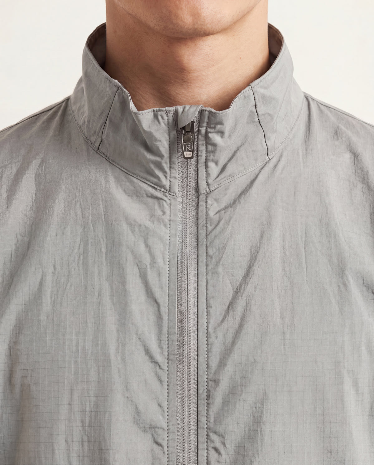Zephyr Anti-UV Windbreaker in Pearl Grey, detail view