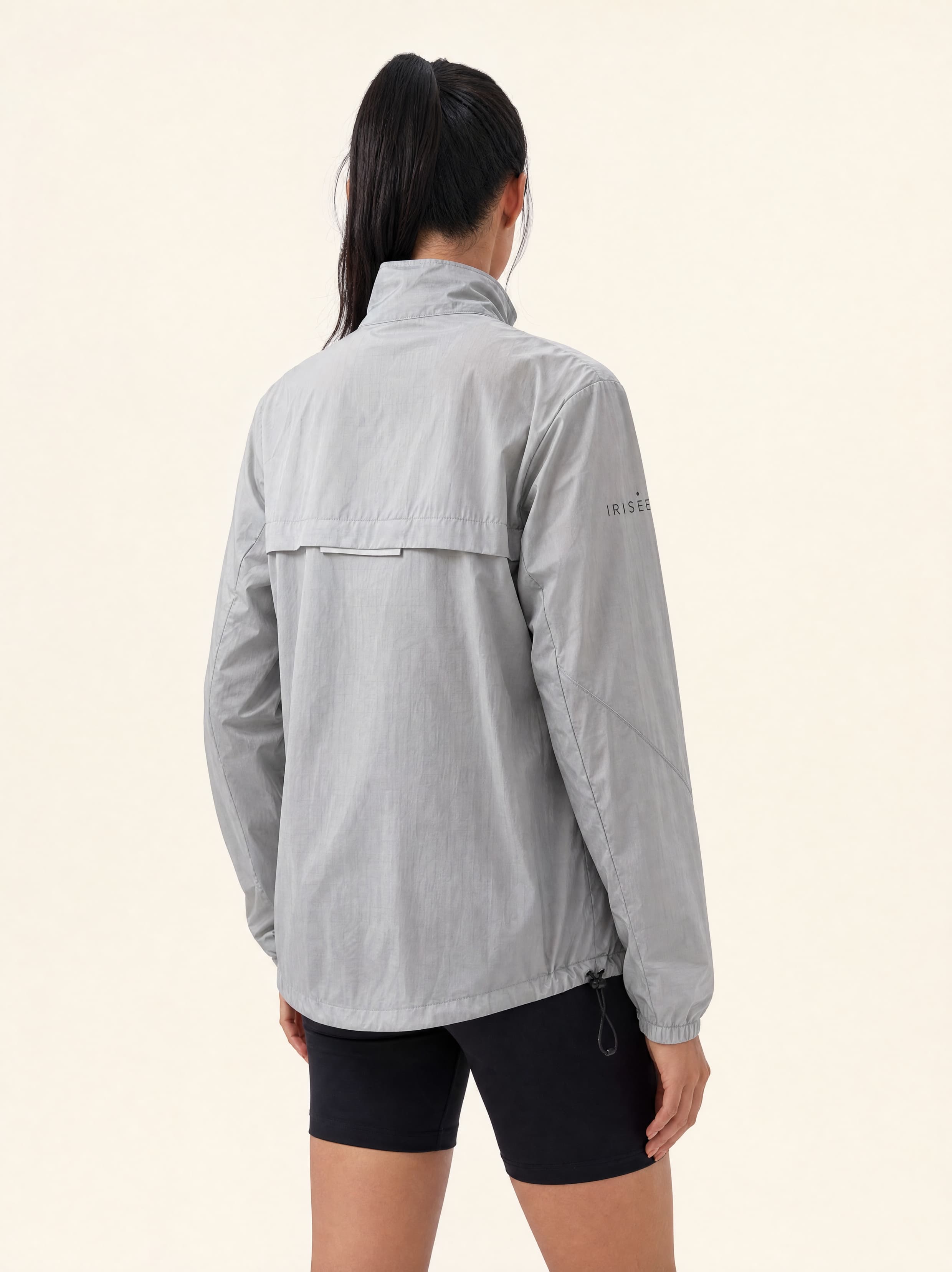 Zephyr Anti-UV Windbreaker in Pearl Grey — back, full view